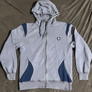 Air Jordan Gray and Navy Front Zip Hoodie